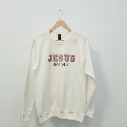 Women's Sweatshirt Jesus John 14:6 Chenile  Letters- Available in Different Colors