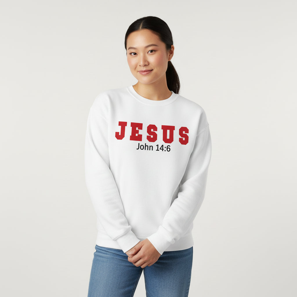 Unisex Sweatshirts with Jesus Red Letters