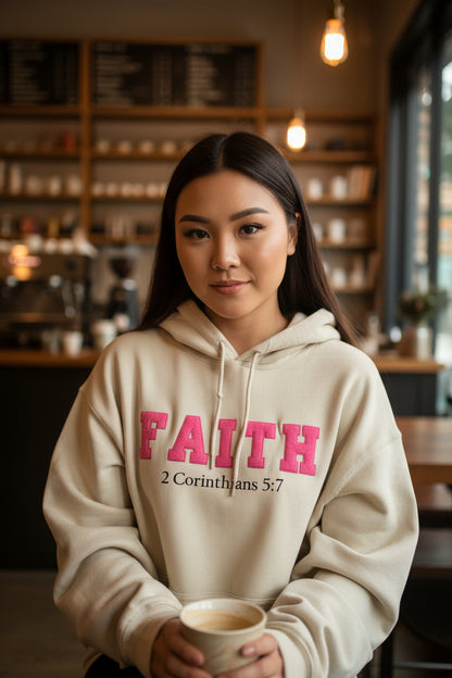 Faith Hoodie 2 Corinthians 5:7 - Christian Sweatshirt for Men & Women | Walk by Faith