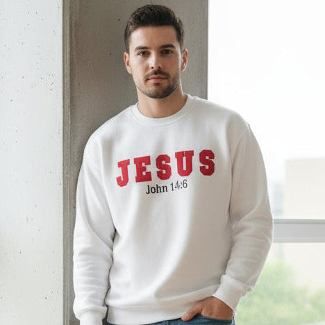 Unisex Sweatshirts with Jesus Red Letters