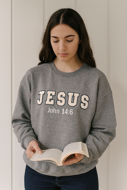 Unisex Sweatshirt John 14:6 Chenile Letters Available in Different Colors