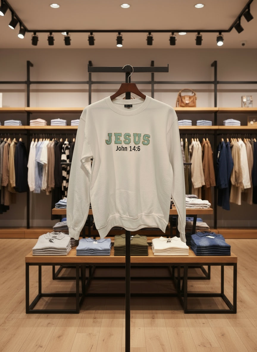 Women's Sweatshirt Jesus John 14:6 Chenile Patch Letters