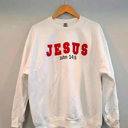 Unisex Sweatshirts with Jesus Red Letters