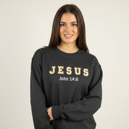 Unisex Sweatshirt John 14:6 Chenile Letters Available in Different Colors