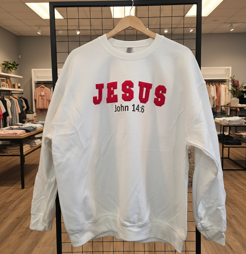 Unisex Sweatshirts with Jesus Red Letters
