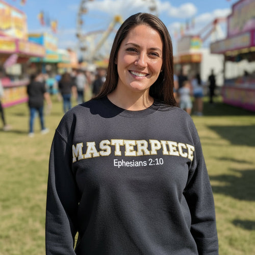 Women's Masterpiece Sweatshirt Ephesians 2:10 Chenile Letters