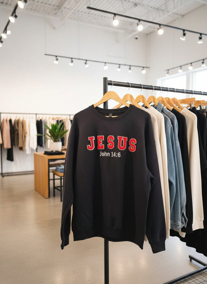 Women's Sweatshirt Jesus John 14:6 Chenile  Letters- Available in Different Colors